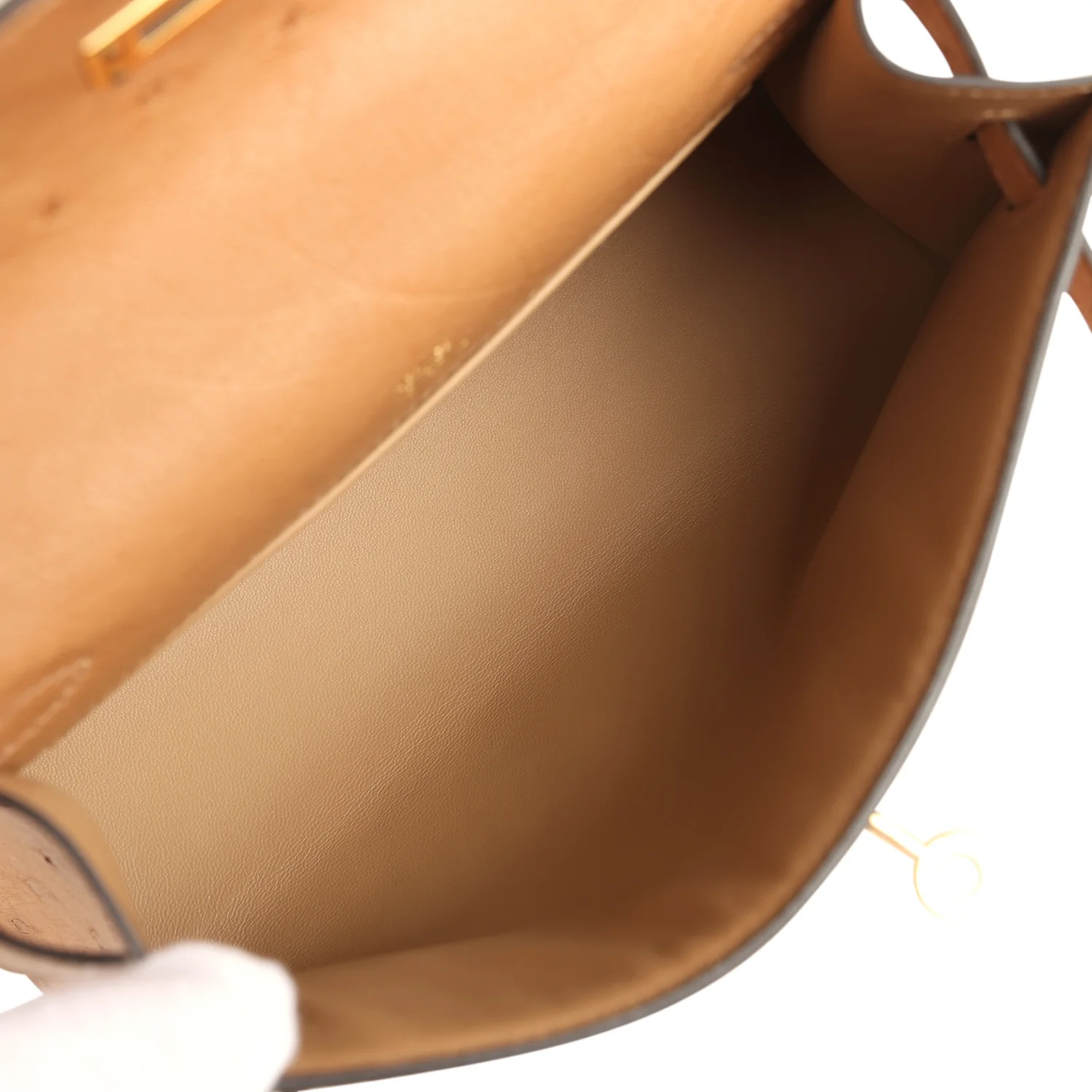 Hermes Kelly Pochette Chai Ostrich Gold Hardware - Image 8