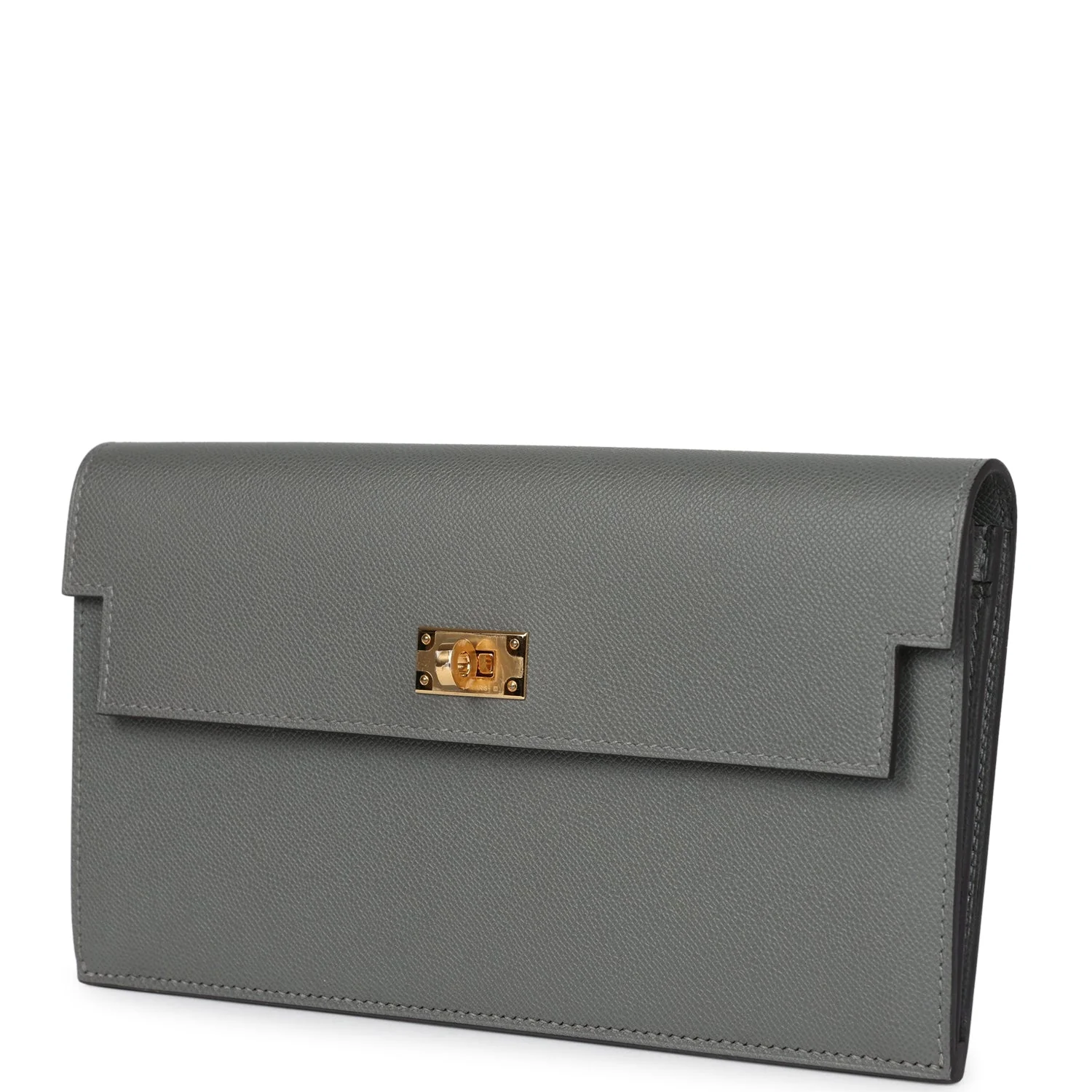 Hermes Kelly Pocket Long Wallet Gris Meyer Madame Gold Hardware - Image 6
