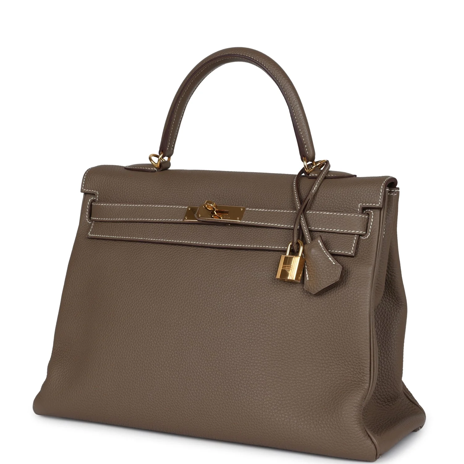 Pre-owned Hermes Kelly Retourne 35 Etoupe Togo Gold Hardware - Image 5